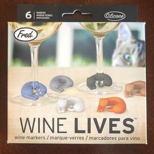 TWO SETS / PACKS of Wine Lives - Cat Wine Markers!  Fun!